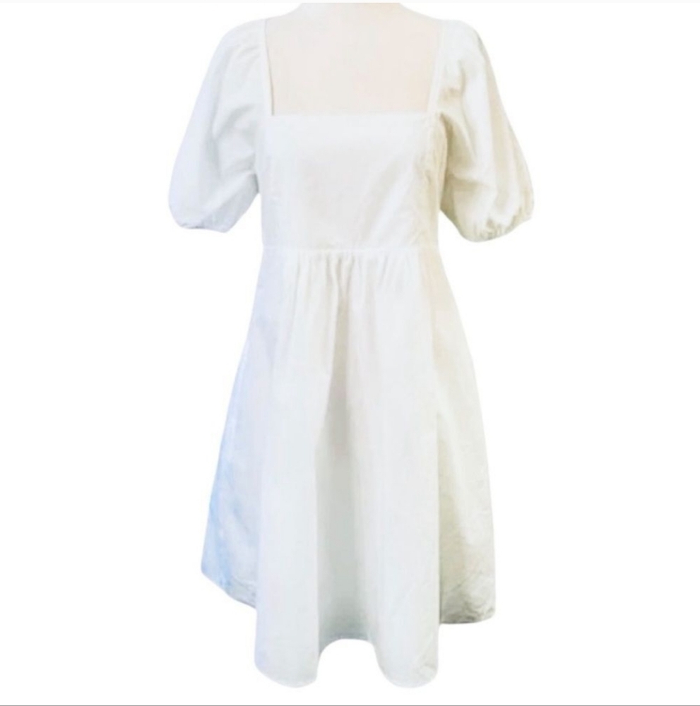 NWT Draper James Magnolia White Cotton Puff Sleeve Square Neck Dress Size XL - Picture 3 of 6